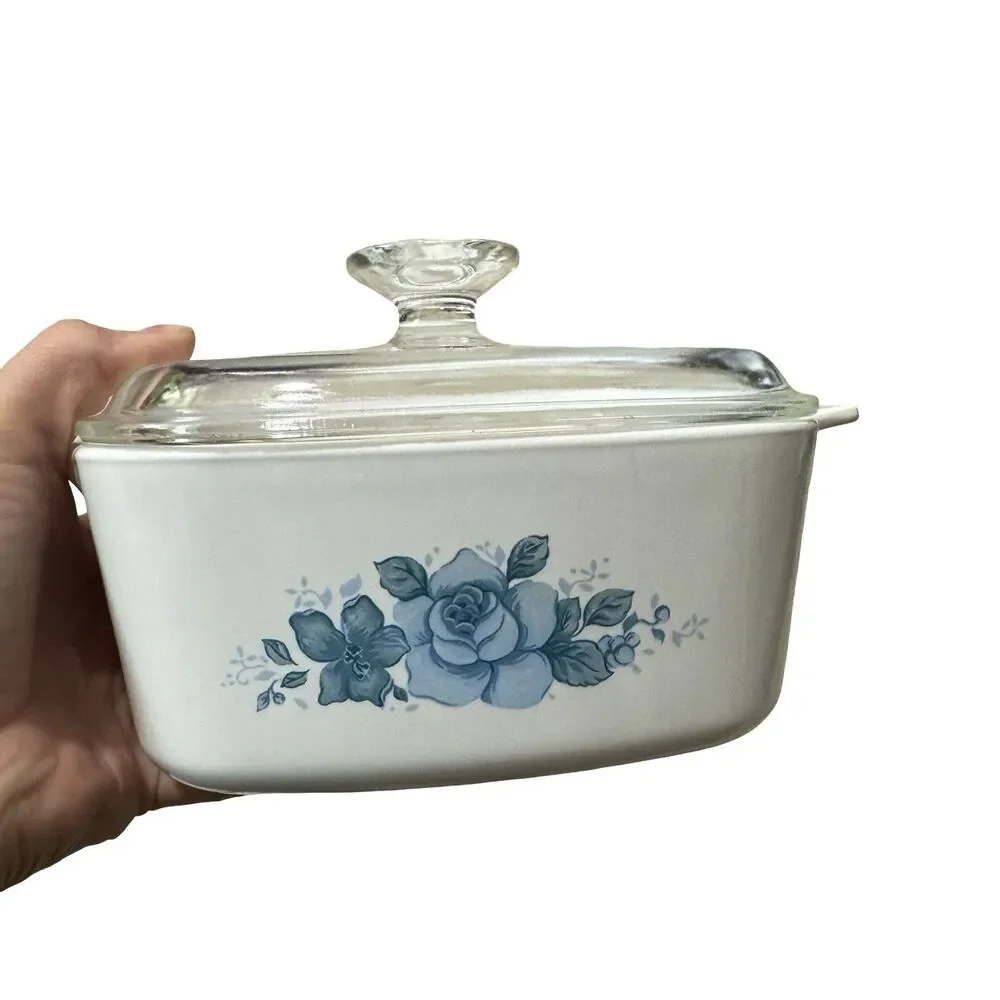 CorningWare Blue‎ Velvet Rose 1.5L Covered Casserole Dish With Lid 9x7x3